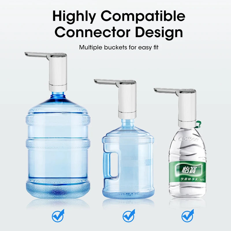 J4IRO Portable Electric Water Bottle Pump.

Make pouring water easier with this compact, rechargeable electric water pump. Simply attach it to a compatible water bottle and dispense water at the touch of a button.