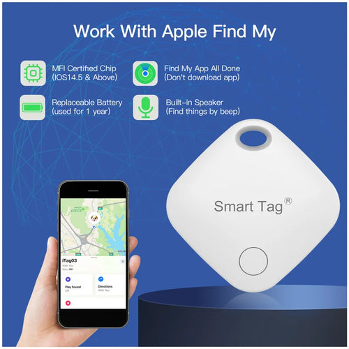 J4IRO Smart Bluetooth Tracker Tag – Works with Apple Find My, Anti-Lost Locator for iPhone & iPad